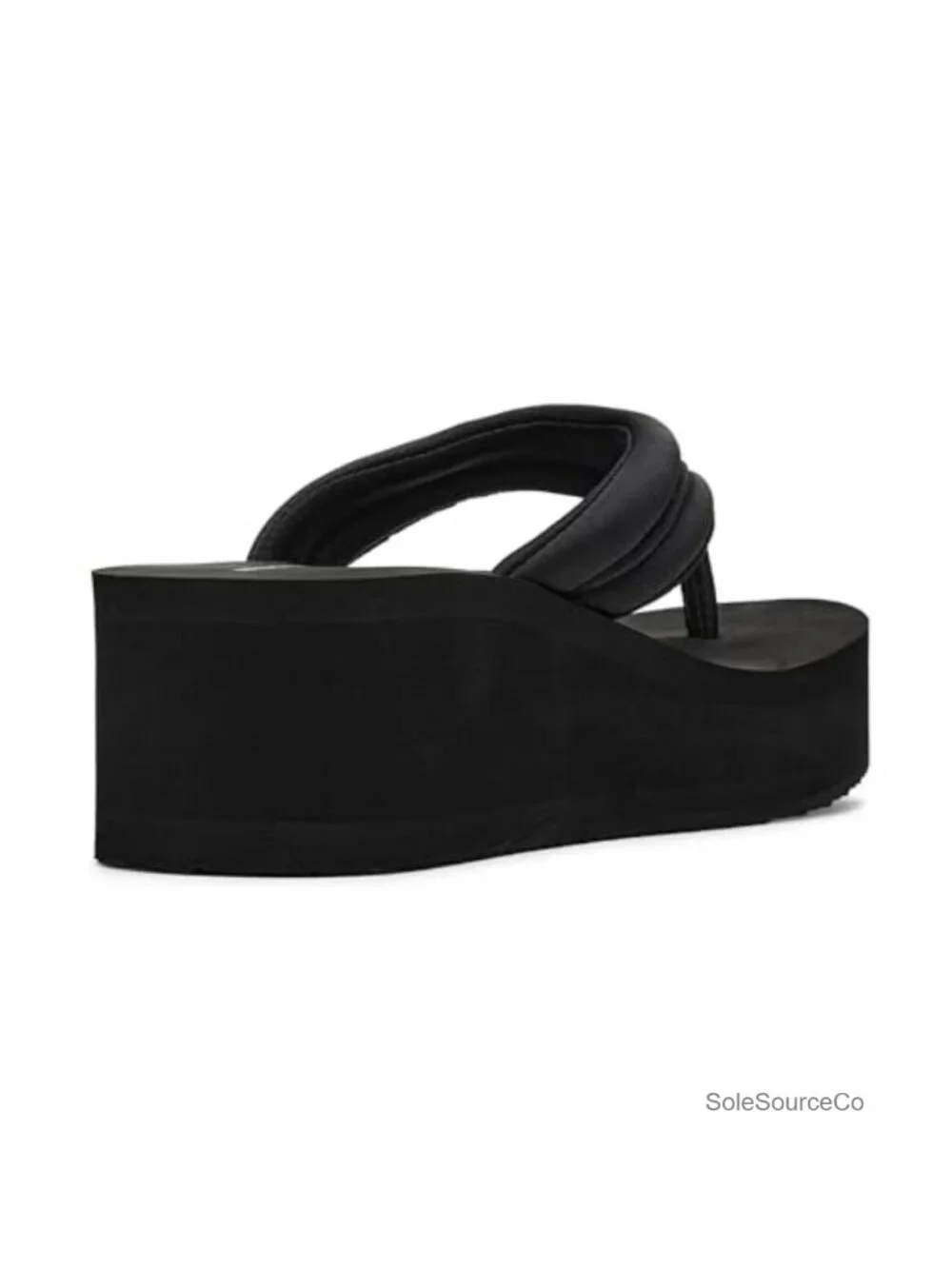 Platform Wedge Sandals Women Thong Strap Slip On PU Leather